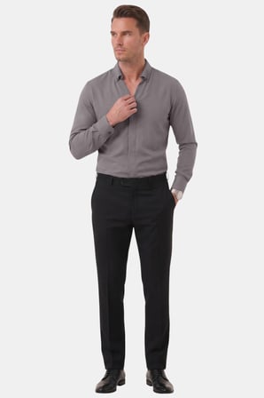 RizzUP Füme Slim Fit Kolay Ütülenebilir Açık Dik Yaka Likralı Erkek Gömlek 2602615