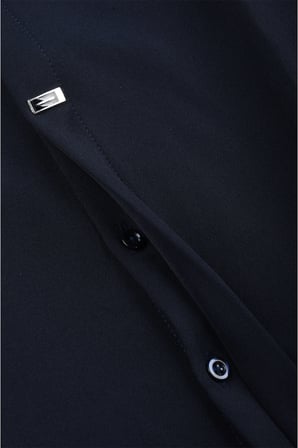 RizzUP Lacivert Slim Fit Likralı Kolay Ütülenebilir Gizli Düğmeli Erkek Gömlek 2602614