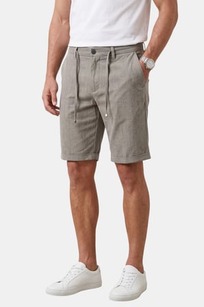 RizzUP Vizon Slim Fit Likralı Çizgi Dokulu Beli Lastikli İpli Erkek Şort Kapri 2601743