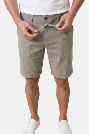 RizzUP Vizon Slim Fit Likralı Çizgi Dokulu Beli Lastikli İpli Erkek Şort Kapri 2601743