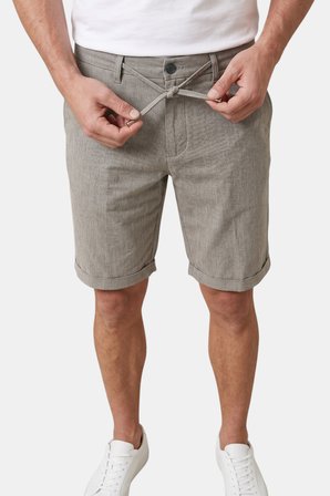 RizzUP Vizon Slim Fit Likralı Çizgi Dokulu Beli Lastikli İpli Erkek Şort Kapri 2601743