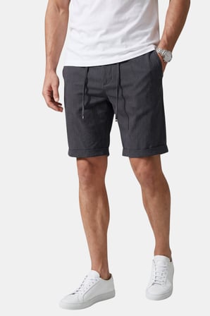 RizzUP Lacivert Slim Fit Likralı Çizgi Dokulu Beli Lastikli İpli Erkek Şort Kapri 2601743