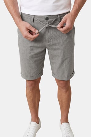 RizzUP Gri Slim Fit Likralı Çizgi Dokulu Beli Lastikli İpli Erkek Şort Kapri 2601743