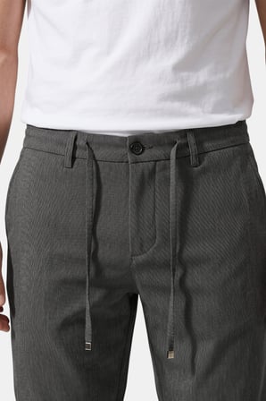 RizzUP Füme Slim Fit Likralı Çizgi Dokulu Beli Lastikli İpli Erkek Şort Kapri 2601743