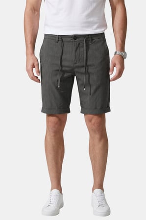 RizzUP Füme Slim Fit Likralı Çizgi Dokulu Beli Lastikli İpli Erkek Şort Kapri 2601743
