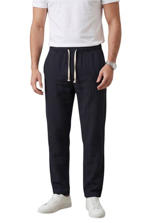 RizzUP Erkek Lacivert Çizgi Dokulu Rahat Kesim Yazlık Spor Pantolon – Hafif Kumaş Modern Tasarım 2600263