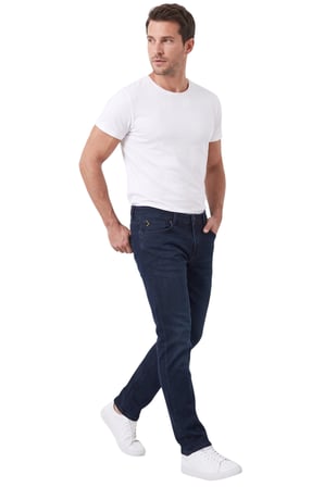 RizzUP Erkek Regular Fit Likralı Lacivert Kot Pantolon – Pamuklu Esnek Yumuşak Dokulu Taşlanmış Jean 2600966