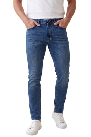 RizzUP Erkek Slim Fit Likralı Taşlanmış Mavi Jean – Yumuşak Dokulu Esnek Dar Paça Kot Pantolon 2600991