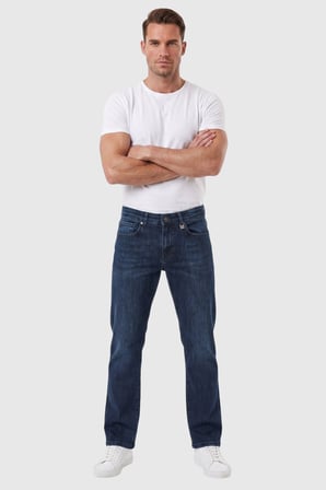 RizzUP Erkek Regular Fit Standart Kesim Likralı Taşlanmış Koyu Lacivert Kot Pantolon – Esnek Pamuklu Jean 2600982