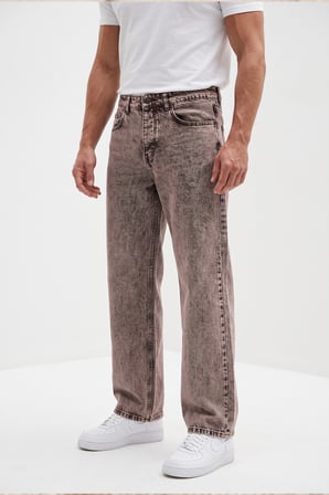 RizzUP Erkek Açık Kahve Yıkamalı Baggy Fit Likralı Bol Kesim Esnek Jean Kot Pantolon 2600059