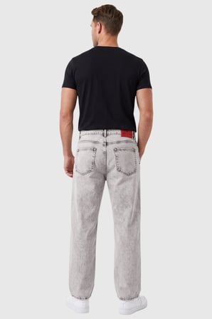 RizzUP Erkek Taş Açık Yıkama Taşlamalı Baggy Fit Likralı Bol Paça Jean Kot Pantolon 2600057