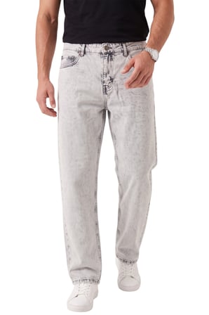 RizzUP Erkek Taş Açık Yıkama Taşlamalı Baggy Fit Likralı Bol Paça Jean Kot Pantolon 2600057
