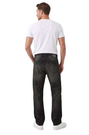 RizzUP Erkek Baggy Fit Likralı Siyah Kot Pantolon – Bol Kesim Geniş Paça Taşlanmış Jean 2600058