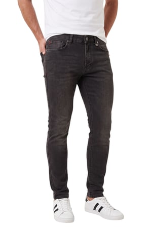 RizzUP Erkek Slim Fit Dar Kesim %98 Pamuk Likralı Taşlanmış Siyah Kot Pantolon Jean 2600026