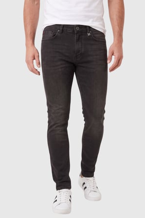 RizzUP Erkek Slim Fit Dar Kesim %98 Pamuk Likralı Taşlanmış Siyah Kot Pantolon Jean 2600026