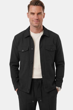 RizzUP Siyah Slim Fit Gofre Dokulu Yazlık Spor Takım Elbise – Yarım Astarlı Likralı 2’li Kombin 2604007