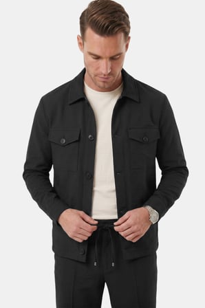 RizzUP Siyah Slim Fit Gofre Dokulu Yazlık Spor Takım Elbise – Yarım Astarlı Likralı 2’li Kombin 2604007