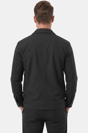 RizzUP Siyah Slim Fit Gofre Dokulu Yazlık Spor Takım Elbise – Yarım Astarlı Likralı 2’li Kombin 2604007