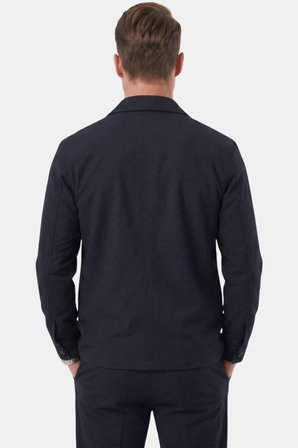 RizzUP Lacivert Slim Fit Gofre Dokulu Yazlık Spor Takım Elbise – Yarım Astarlı Likralı 2’li Kombin 2604007