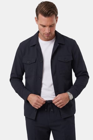 RizzUP Lacivert Slim Fit Gofre Dokulu Yazlık Spor Takım Elbise – Yarım Astarlı Likralı 2’li Kombin 2604007