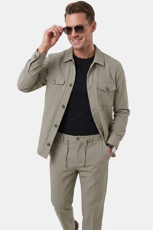 RizzUP Yeşil Slim Fit Gofre Dokulu Yazlık Spor Takım Elbise – Yarım Astarlı Likralı 2’li Kombin 2604007