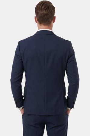 RizzUP Lacivert Premium Çizgi Dokulu Slim Fit Likralı 2’li Erkek Takım Elbise 2600821