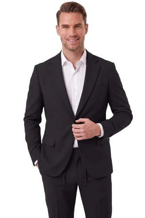 RizzUP Erkek Siyah Slim Fit Likralı Gofre Kumaş Takım Elbise İpli Lastikli Pantolon 2602326