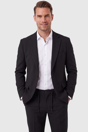 RizzUP Erkek Siyah Slim Fit Likralı Gofre Kumaş Takım Elbise İpli Lastikli Pantolon 2602326