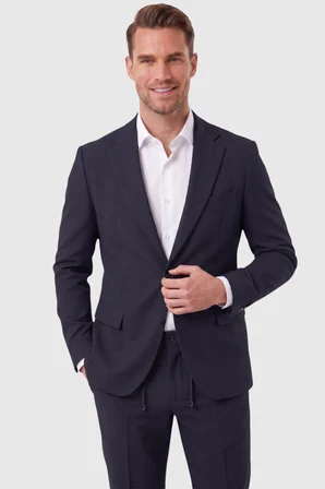 RizzUP Erkek Lacivert Slim Fit Likralı Gofre Kumaş Takım Elbise İpli Lastikli Pantolon 2602326