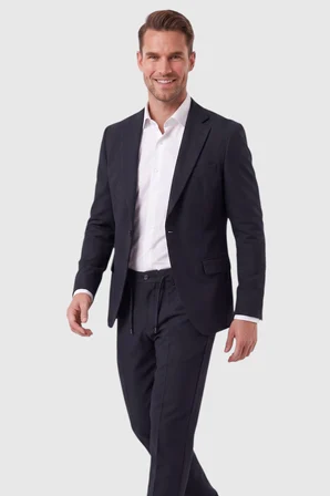 RizzUP Erkek Lacivert Slim Fit Likralı Gofre Kumaş Takım Elbise İpli Lastikli Pantolon 2602326