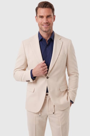 RizzUP Erkek Bej Slim Fit Likralı Gofre Kumaş Takım Elbise İpli Lastikli Pantolon 2602326