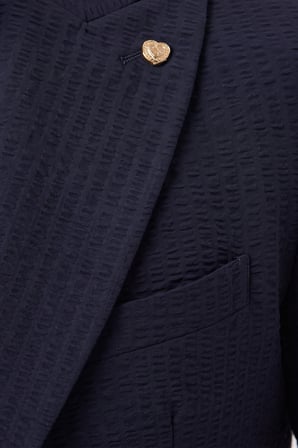 RizzUP Erkek Slim Fit Likralı Lacivert Blazer Ceket – Gofre Dokulu Esnek Çift Düğmeli Spor Ceket 2600813