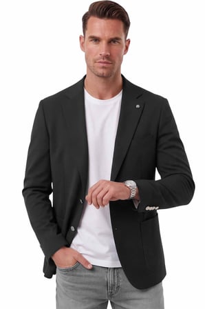 RizzUP Erkek Slim Fit Likralı Siyah Blazer Ceket – Metal Düğmeli Torba Cepli Spor Ceket 2600828