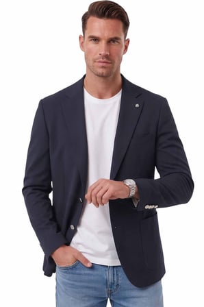 RizzUP Erkek Slim Fit Likralı Koyu Lacivert Blazer Ceket – Metal Düğmeli Torba Cepli Spor Ceket 2600828