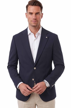 RizzUP Erkek Slim Fit Likralı Koyu Lacivert Blazer Ceket – Metal Düğmeli Torba Cepli Spor Ceket 2600828