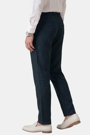 RizzUP Lacivert Slim Fit Likralı Keten Dokulu Lastikli Belli İpli Yazlık Erkek Pantolon 2603001