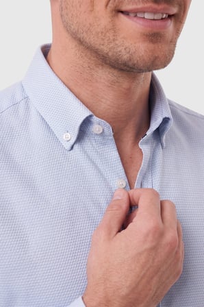 RizzUP Erkek %97 Pamuk Slim Fit Dar Kesim Petek Dokulu Likralı Örme Mavi Gömlek 2600707