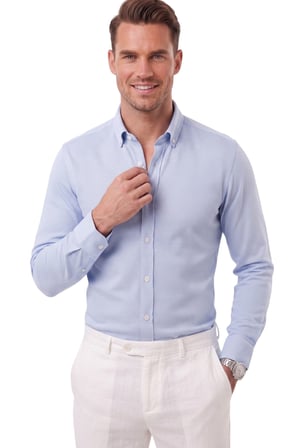 RizzUP Erkek %97 Pamuk Slim Fit Dar Kesim Petek Dokulu Likralı Örme Mavi Gömlek 2600707