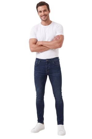 RizzUP Erkek Slim Fit Likralı Yumuşak Dokulu Jean – Esnek Dar Paça Lacivert Kot Pantolon 2602167