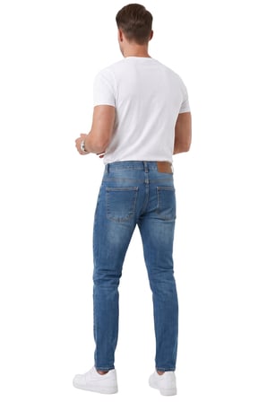 RizzUP Erkek Slim Fit Likralı Taşlanmış Mavi Jean – Pamuklu Esnek Dar Paça Kot Pantolon 2604076