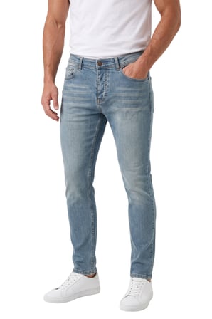 RizzUP Erkek Slim Fit Dar Kesim Likralı Taşlanmış Pamuklu Mavi Kot Pantolon – Düğme Kapamalı Jean 2605153