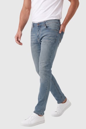 RizzUP Erkek Slim Fit Dar Kesim Likralı Taşlanmış Pamuklu Mavi Kot Pantolon – Düğme Kapamalı Jean 2605153