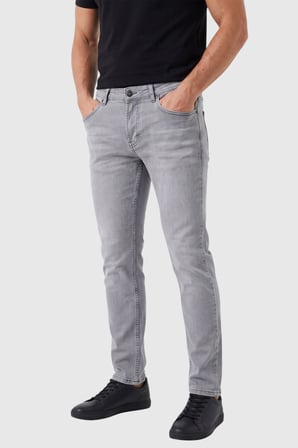 RizzUP Erkek Slim Fit Dar Kesim Likralı Gri Kot Pantolon – Yumuşak Dokulu Esnek Jean 2600816