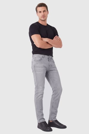 RizzUP Erkek Slim Fit Dar Kesim Likralı Gri Kot Pantolon – Yumuşak Dokulu Esnek Jean 2600816