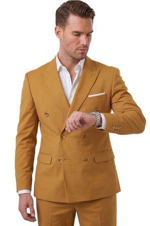 RizzUP Erkek Taba Premium Collection İtalyan Kesim Likralı Kruvaze Takım Elbise 2600643