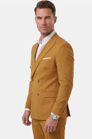 RizzUP Erkek Taba Premium Collection İtalyan Kesim Likralı Kruvaze Takım Elbise 2600643