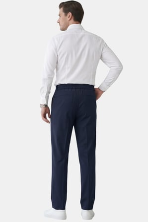 RizzUP Lacivert Baggy Fit Pileli Kumaş Pantolon – Likralı, Beli Lastikli Rahat Kesim Erkek Pantolon 2600920