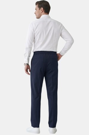 RizzUP Lacivert Baggy Fit Pileli Kumaş Pantolon – Likralı, Beli Lastikli Rahat Kesim Erkek Pantolon 2600920