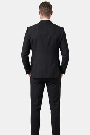 RizzUP Erkek Siyah Slim Fit Kruvaze Takım Elbise Likralı Çizgili Dokulu Metal Düğmeli 2600820