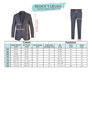 RizzUP Erkek Bej Slim Fit Kruvaze Takım Elbise Likralı Çizgili Dokulu Metal Düğmeli 2600820